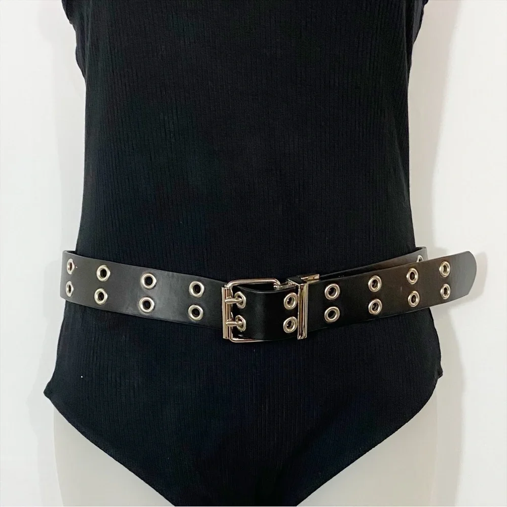 Reversible Belt | Black/Iridescent Silver - Glam Rocker Punk Edgy Chic